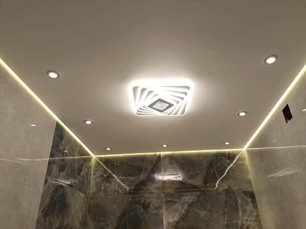 Дизайн натяжного потолка в ванную комнату